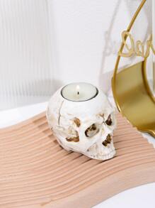 1pc Skull Shaped Candle Holder Gifts Birthday Graduation - White - View 3