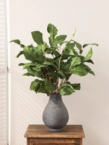 1pc Artificial Plant, Plastic Green Branch Leaf For Home Decor - Green - View 1