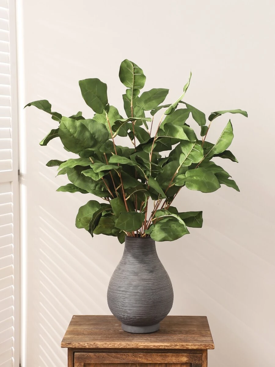 1pc Artificial Plant, Plastic Green Branch Leaf For Home Decor - Green - View 1