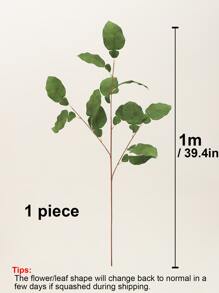 1pc Artificial Plant, Plastic Green Branch Leaf For Home Decor - Green - View 3