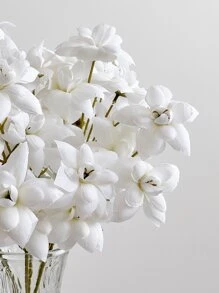 1pc Artificial Flower With 6pcs Head, Fake Flower Stem For Home Decor - White - View 2