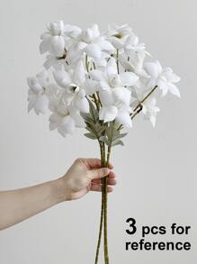 1pc Artificial Flower With 6pcs Head, Fake Flower Stem For Home Decor - White - View 4