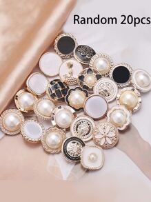 20入組人造珍珠裝飾隨機DIY縫紉按鈕 - 彩色 - 查看 6