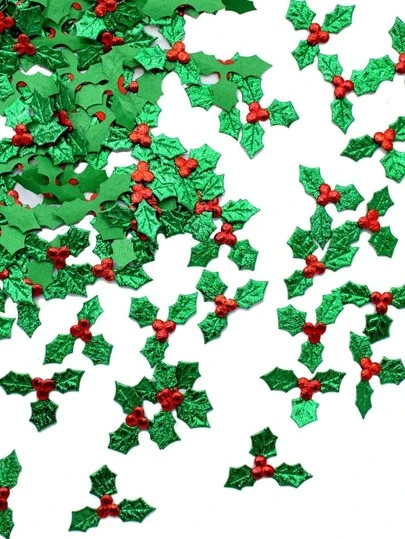 圣诞节无纺布红色水果绿叶 DIY 装饰五彩纸屑，圣诞节