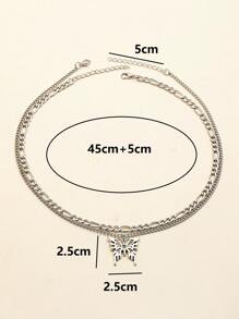 2 piezas/set collares de mariposa metálicos plateados Y2k - Plateado - Ver 3