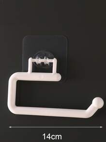 免鑽孔紙巾盒架，掛壁式紙巾架，塑料廚房卷筒掛架，多功能小型紙卷架，亂七八糟的清潔布儲物組織器 - 白色 - 查看 4