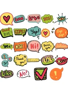 24 Piezas Etiquetas Engomadas Removibles Con Estilo De Caricatura De Palabras Explosivas Y Graffitis - Multicolor - Ver 5