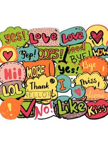 24 Piezas Etiquetas Engomadas Removibles Con Estilo De Caricatura De Palabras Explosivas Y Graffitis - Multicolor - Ver 6