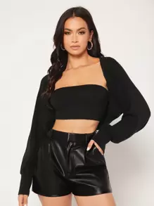 SHEIN BAE Batwing Sleeve Shrug Cardigan