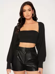 SHEIN BAE Batwing Sleeve Shrug Cardigan