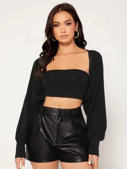 SHEIN BAE Batwing Sleeve Shrug Cardigan