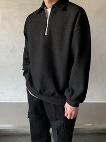 DAZY Men Quarter Zipper Drop Shoulder Pullover Without Tee,Fall Clothes