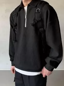 DAZY Men Quarter Zipper Drop Shoulder Pullover Without Tee,Fall Clothes