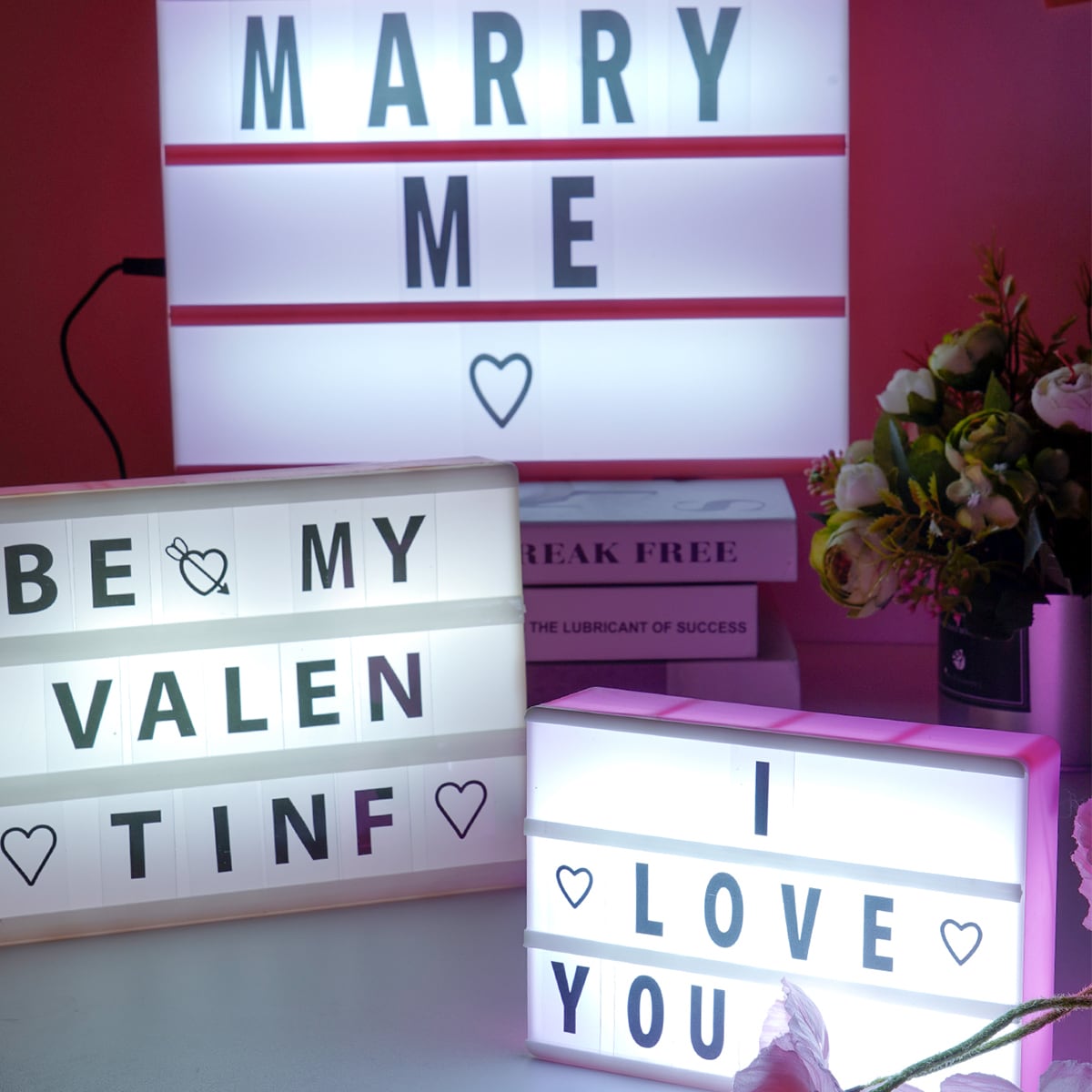 1pc Pink A6/A5/A4 Battery Powered Light Box With Black Puzzle Card + USB Cable, DIY Letter Shaped Bedside Lamp For Home Decor, Bedroom, Birthday, Proposal, Photography, Party, Camping, Living Room Decor, LED Light