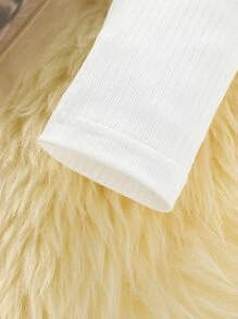 Girls Slogan & Leopard Print Mesh Overlay Dress - Multicolor - View 5