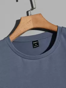 Manfinity VCAY Men T-Shirts Fit Crew Neck Long Sleeve Graphic Tee Letter Graphic Casual Simple Spring Polyester - Dusty Blue - View 3