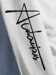 Manfinity VCAY Men T-Shirts Fit Crew Neck Long Sleeve Graphic Tee Letter Graphic Casual Simple Spring Polyester - Dusty Blue - View 4