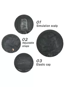 1 Meter Black Natural Long Straight Hair Fake With Bangs Synthetic Female Wig, Suitable For Everyday Use, Halloween Wig Parties And Festive Wear - Black - View 3