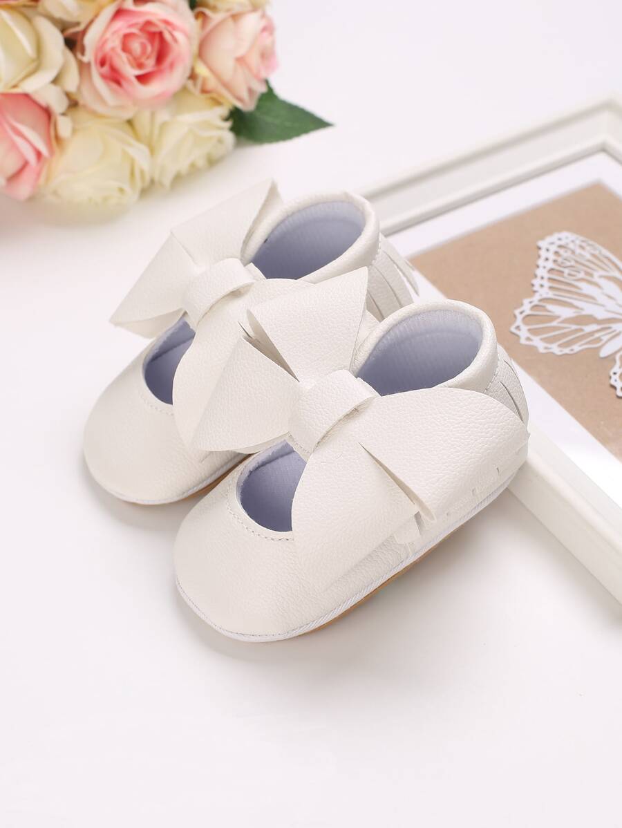 Baby Bow Decor Mary Jane Flats - White - View 1