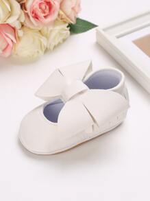 Baby Bow Decor Mary Jane Flats - White - View 4