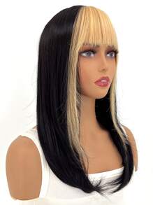 雙色中等直筒人造假髮帶劉海 - 彩色 - 查看 5