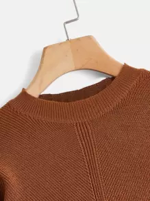 SHEIN Niños Jersey unicolor tejido de canalé - Óxido marrón - Ver 4