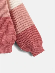 SHEIN Girls Colour Block Drop Shoulder Jumper - Multicolor - View 4