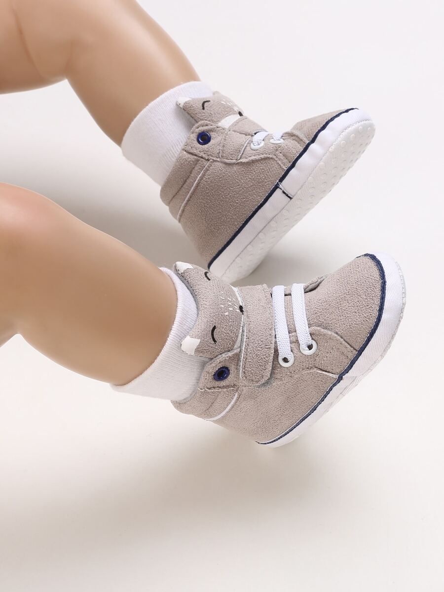 Baby Cartoon Graphic Hook-and-loop Fastener Sneakers - Brown - View 1
