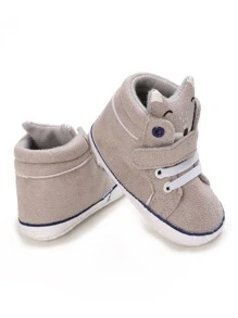 Baby Cartoon Graphic Hook-and-loop Fastener Sneakers - Brown - View 4