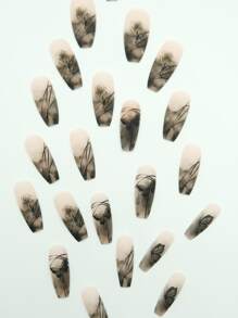 24 Con Bướm Quan Tài Dài In Móng Tay Giả & 1 Băng & 1 Dũa Móng Tay - Nhiều màu - Xem 6