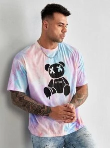 Manfinity Men Plus Bear Print Tie Dye Tee - Multicolor - View 4