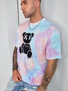 Manfinity Men Plus Bear Print Tie Dye Tee - Multicolor - View 5