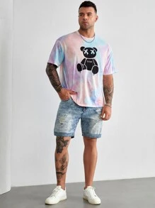 Manfinity Men Plus Bear Print Tie Dye Tee - Multicolor - View 6