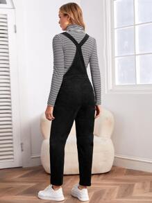 SHEIN Maternity Patched Pocket Overall Jumpsuit Without Tee - Black - View 2