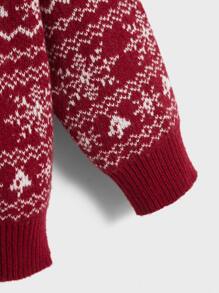 Manfinity Hombres Jersey Navidad con patrón de copo de nieve de hombros caídos - Burdeos - Ver 5