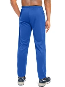 G Gradual Men Graphic Print Drawstring Waist Zipper Pocket Sports Trousers - Royal Blue - View 2