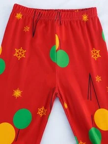 Girls Christmas Cartoon & Slogan Graphic Snug Fit PJ Set - Red - View 3