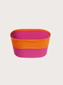 SHEIN EZwear Top bandeau de color combinado tejido de canalé - Naranja - Ver 2