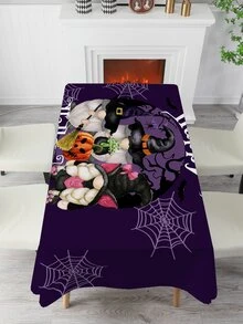 1pc Halloween Gonk & Pumpkin Pattern Tablecloth - Multicolor - View 2