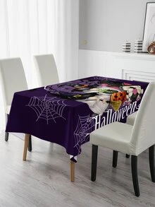 1pc Halloween Gonk & Pumpkin Pattern Tablecloth - Multicolor - View 6