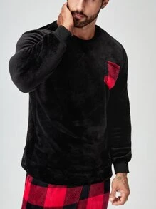 Men Buffalo Plaid Patched Pocket PJ Set / Pajama Set - Multicolor - View 5