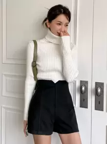 DAZY Shorts mit Taillenausschnitt und Reißverschluss hinten, Herbst/Winter