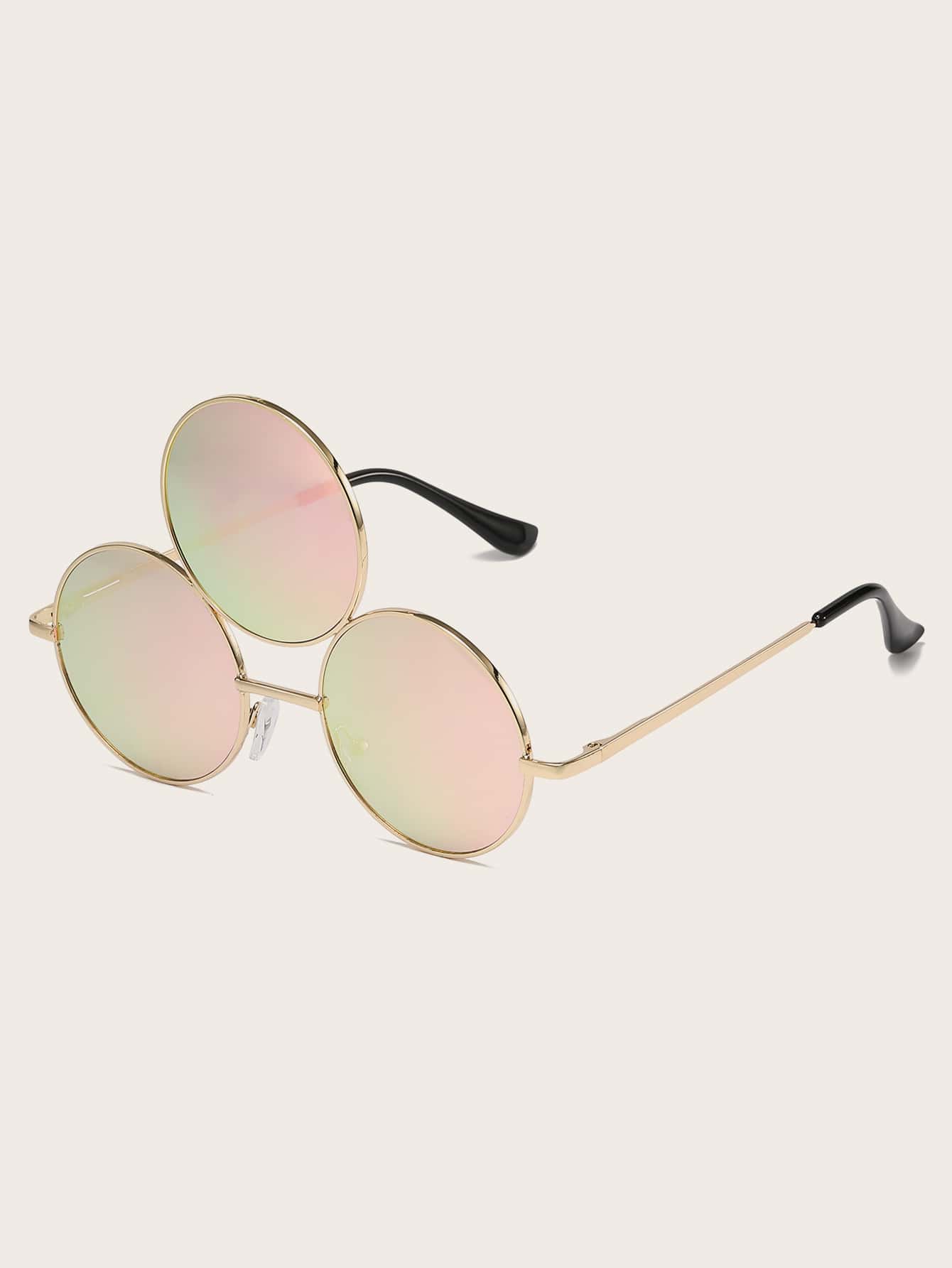 Round Frame Fashion Glasses - Pink - View 1