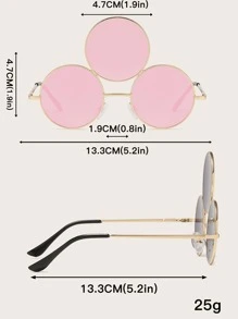 Round Frame Fashion Glasses - Pink - View 6
