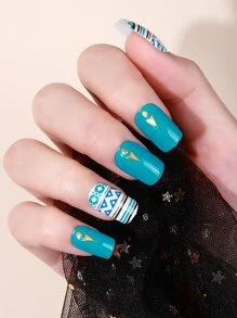 Beauty Sticker 1張圖案美甲貼紙和1入組指甲銼 - 彩色 - 查看 4