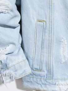 Manfinity Hombres Cazadora mezclilla desgarro sin camiseta - Lavado ligero - Ver 8