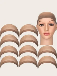 10pcs Stretchable Wig Cap - Coffee Brown - View 1