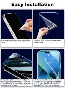 1pc Blue Air Bubble Night Luminous Tempered Glass Screen Protector, Compatible With IPhone Models X/XR/13/14Pro/15/15PROMAX/16/16Pro/16Promax/16Plus Gift For Birthday, Family, Friends Phone Screen Protector, Phone Accessories Waterproof Shockproof Anti-Fall Scratch Resistant Anti-Fingerprint Full Cover - Blue - View 6
