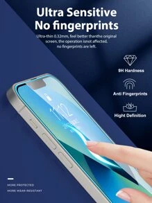 1pc Blue Air Bubble Night Luminous Tempered Glass Screen Protector, Compatible With IPhone Models X/XR/13/14Pro/15/15PROMAX/16/16Pro/16Promax/16Plus Gift For Birthday, Family, Friends Phone Screen Protector, Phone Accessories Waterproof Shockproof Anti-Fall Scratch Resistant Anti-Fingerprint Full Cover - Blue - View 7