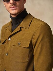 GENTILAND Men Flap Pocket Jacket - Mustard Yellow - View 3